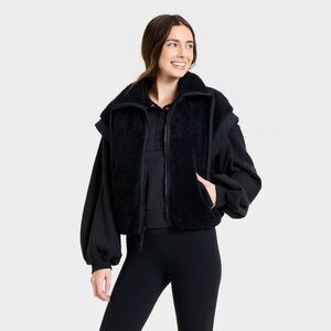 Women's High Pile & Puffer Mix Vest - JoyLab Black XXS